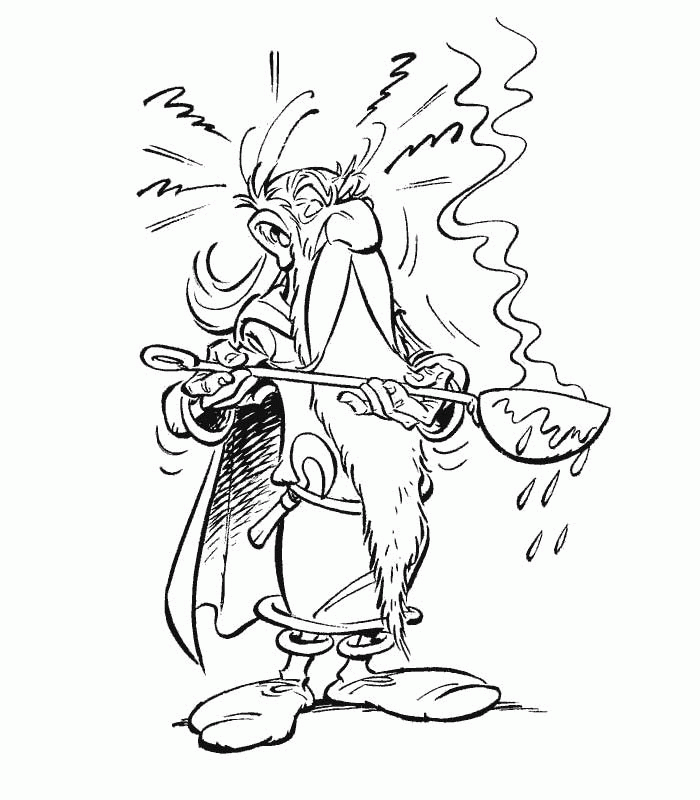 coloriage panoramix le druide en colere